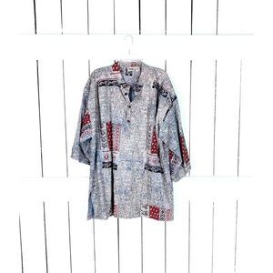 Boho tribal print cotton tie dye pullover shirt